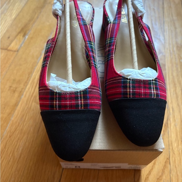 J. Crew Red and Black Tartan Plaid Slingback, NWT - Picture 7 of 9